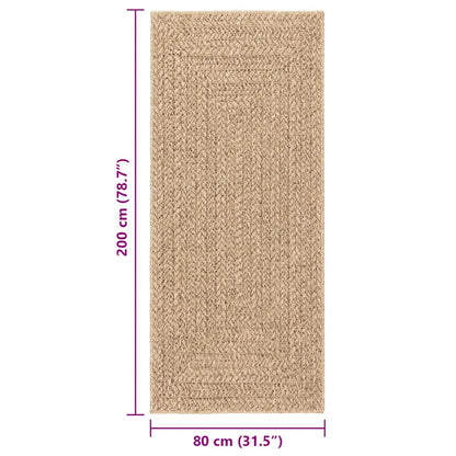 vidaXL Teppich ZIZUR 80x200 cm Jute-Optik Indoor und Outdoor