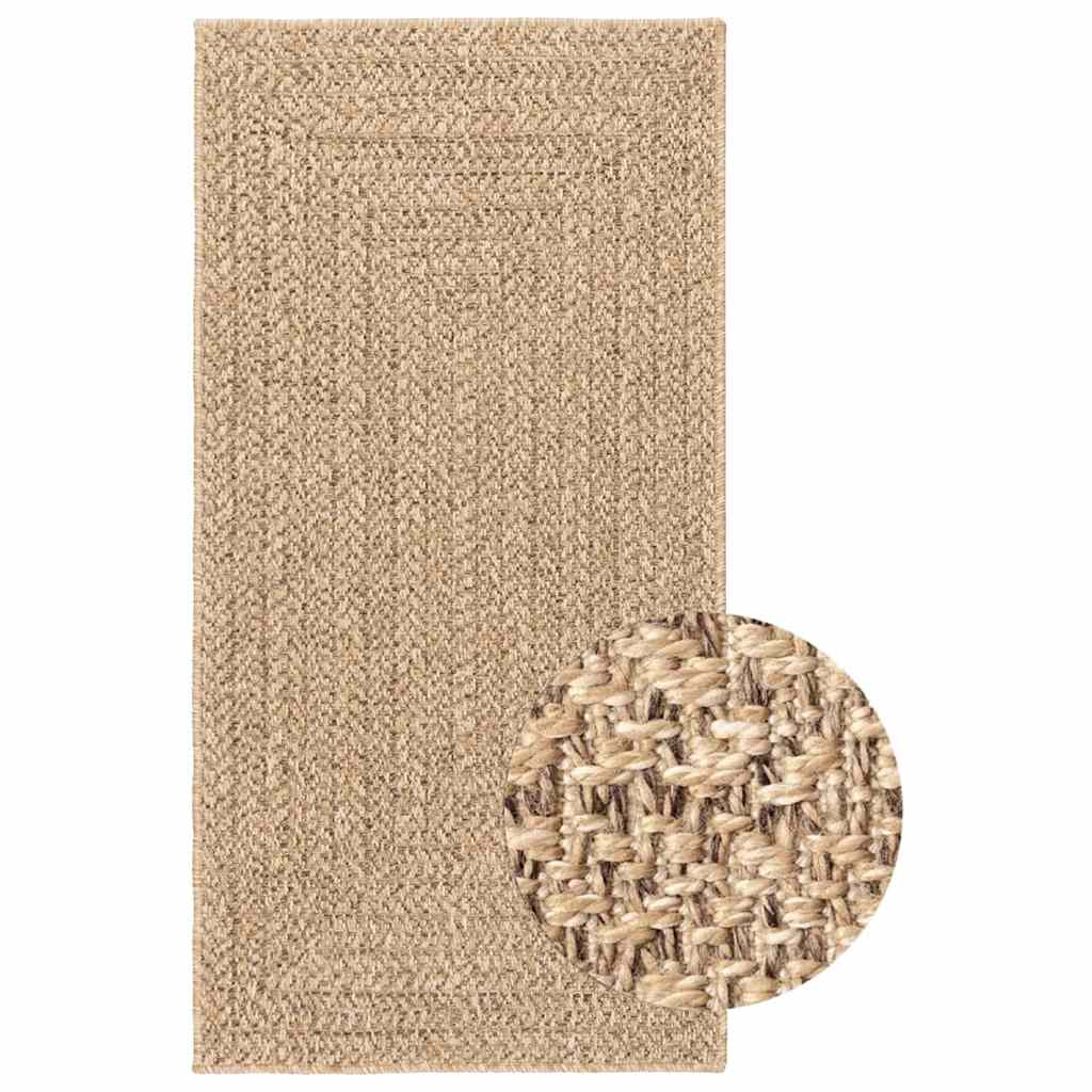 vidaXL Teppich ZIZUR 100x200 cm Jute-Optik Indoor und Outdoor