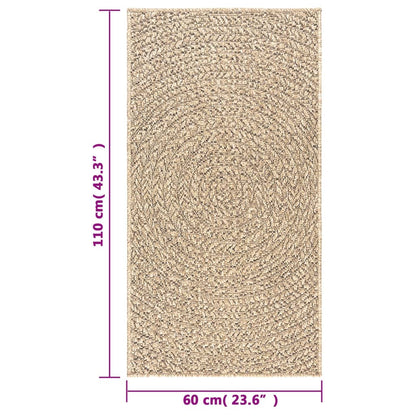 vidaXL Teppich ZIZUR 60x110 cm Jute-Optik Indoor und Outdoor