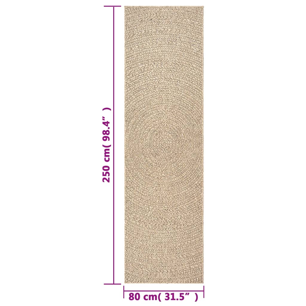 vidaXL Tapis ZIZUR 80x250 cm Aspect Jute Intérieur et Extérieur