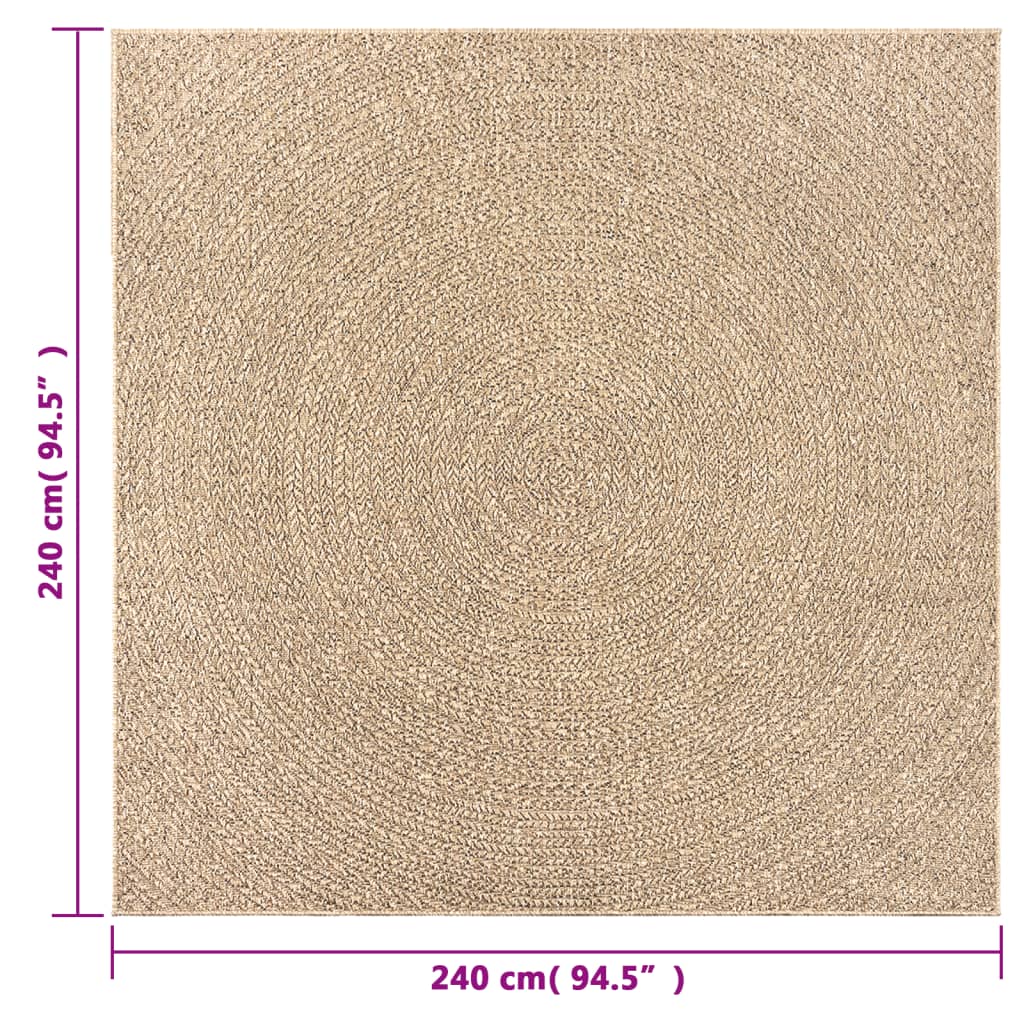 vidaXL Tapis ZIZUR 240x240 cm Aspect jute Intérieur et extérieur