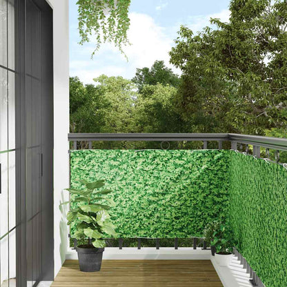 vidaXL Balkon-Sichtschutz Pflanzen-Optik Grün 400x90 cm PVC