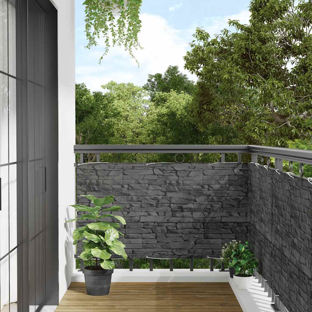 vidaXL Balkon-Sichtschutz Steinoptik Grau 600x120 cm PVC