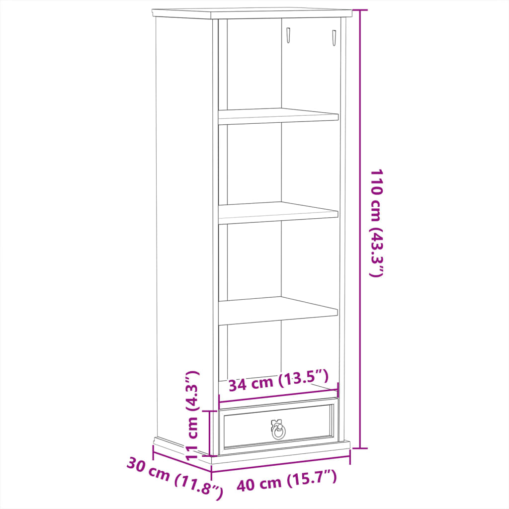 vidaXL Meuble CD Corona 40x30x110 cm pin massif