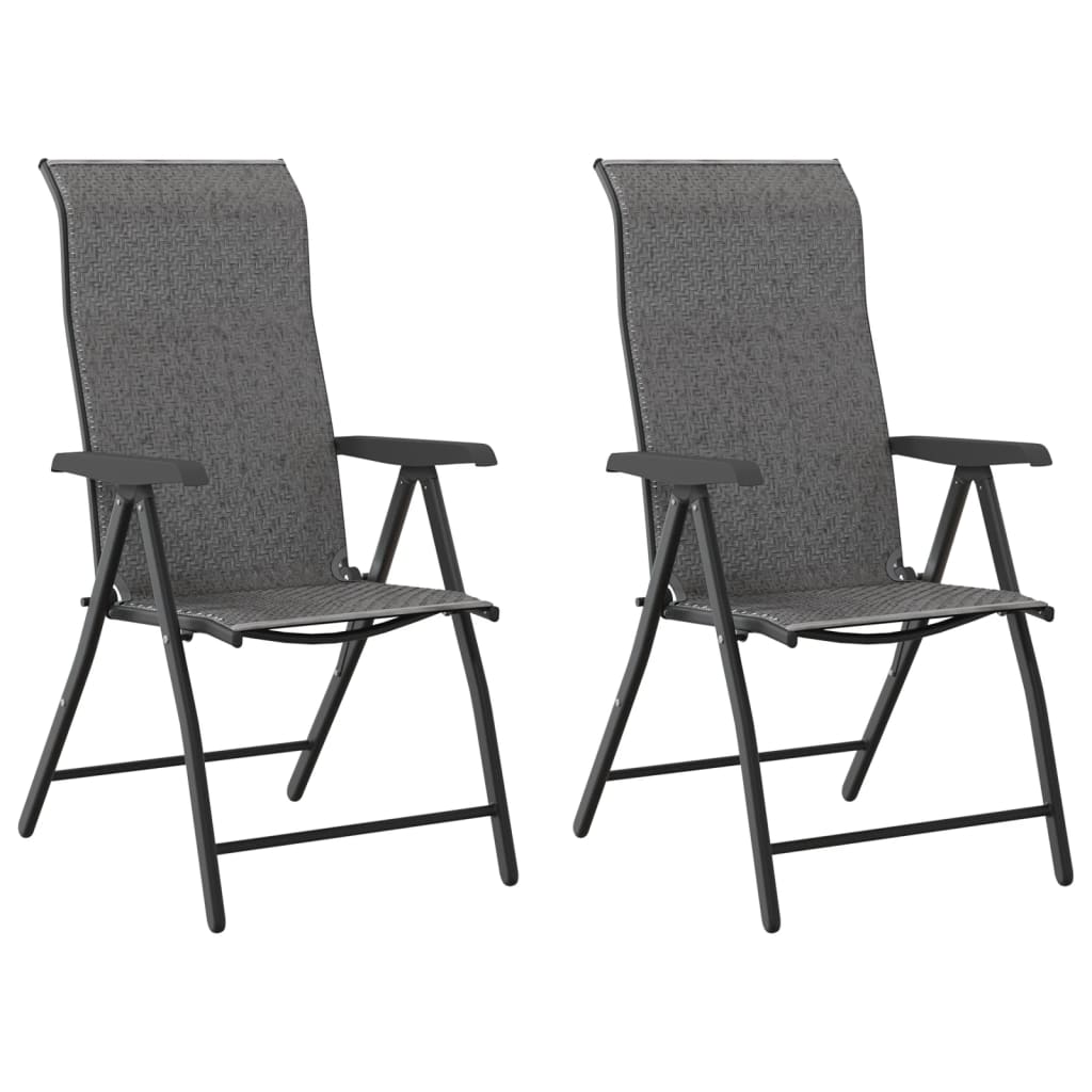 vidaXL Gartenstühle 2 Stk. Klappbar Grau Poly Rattan