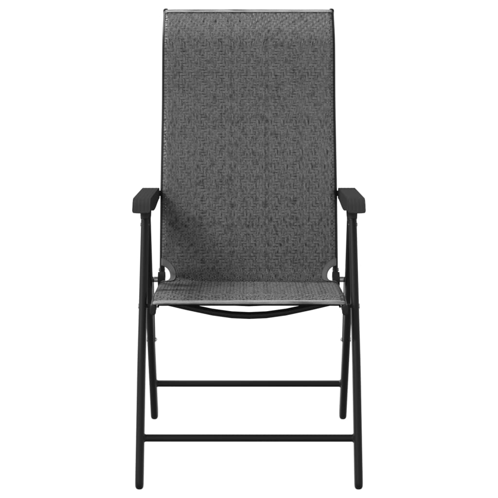vidaXL Gartenstühle 2 Stk. Klappbar Grau Poly Rattan