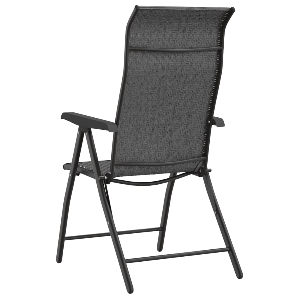 vidaXL Gartenstühle 2 Stk. Klappbar Grau Poly Rattan