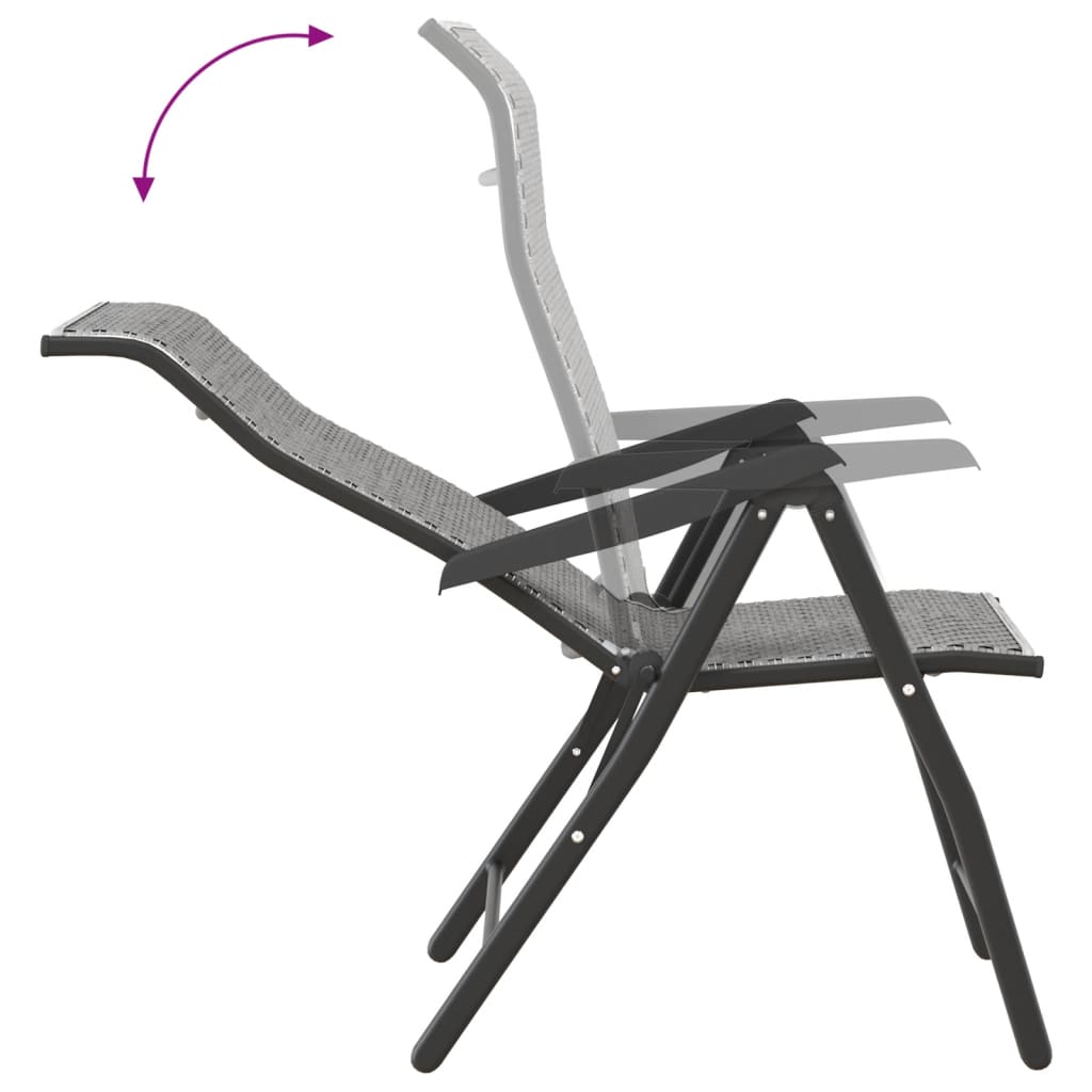 vidaXL Gartenstühle 2 Stk. Klappbar Grau Poly Rattan