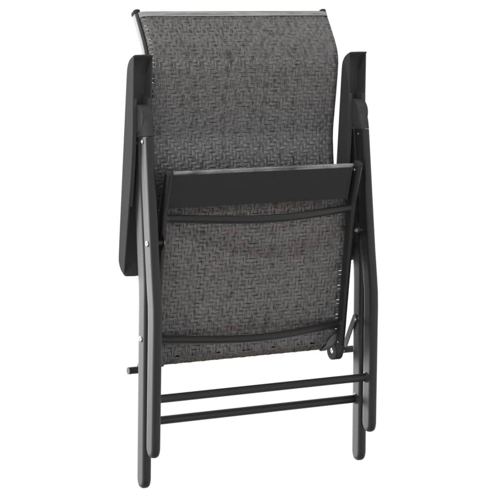 vidaXL Gartenstühle 2 Stk. Klappbar Grau Poly Rattan