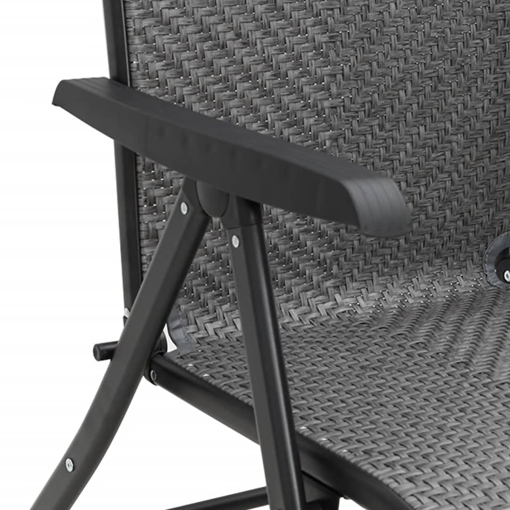 vidaXL Gartenstühle 2 Stk. Klappbar Grau Poly Rattan