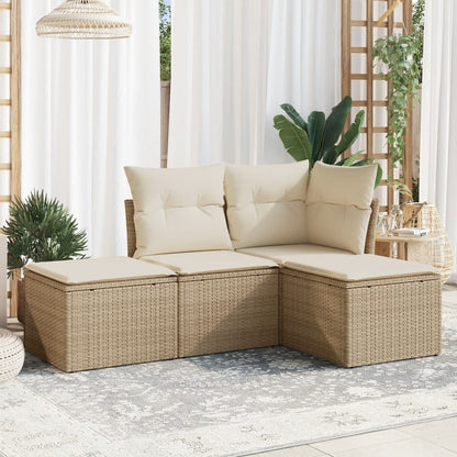 vidaXL Ensemble de canapés de jardin 4 pcs avec coussins en résine tressée beige