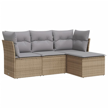 vidaXL Ensemble de canapés de jardin 4 pcs avec coussins en résine tressée beige