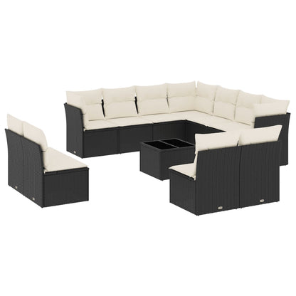 vidaXL Ensemble de canapés de jardin 12 pcs avec coussins Noir Résine tressée