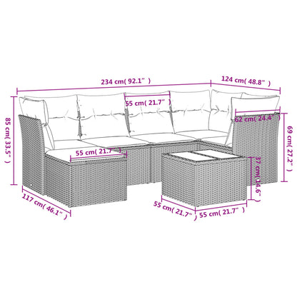 vidaXL Salon de jardin 7 pcs avec coussins Noir Résine tressée