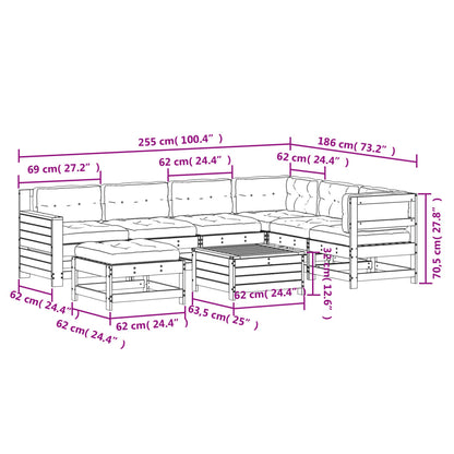 vidaXL 8-tlg. Garten-Lounge-Set mit Kissen Massivholz Kiefer