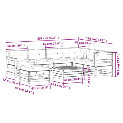 vidaXL 8-tlg. Garten-Lounge-Set mit Kissen Massivholz Kiefer
