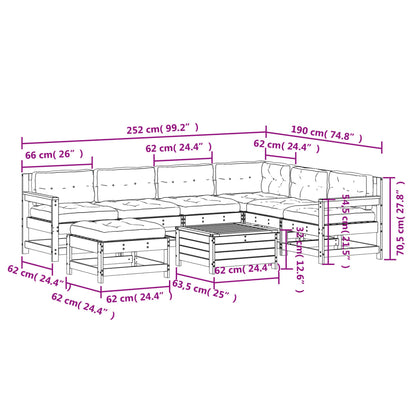 vidaXL 8-tlg. Garten-Lounge-Set mit Kissen Massivholz Kiefer