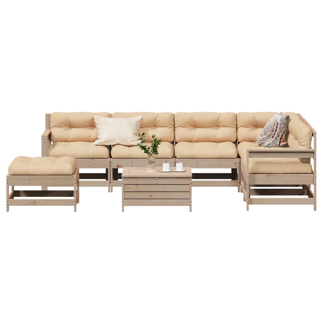 vidaXL 8-tlg. Garten-Lounge-Set mit Kissen Massivholz Kiefer