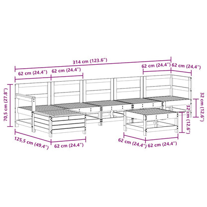 7-tlg. Garten-Lounge-Set Weiß Massivholz Kiefer