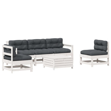 vidaXL 6-tlg. Garten-Lounge-Set mit Kissen Weiß Massivholz Kiefer