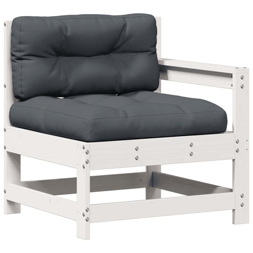 vidaXL 6-tlg. Garten-Lounge-Set mit Kissen Weiß Massivholz Kiefer
