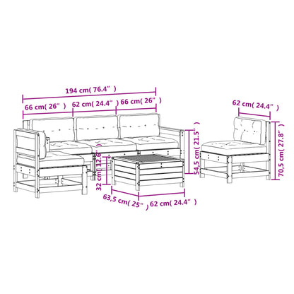 vidaXL 6-tlg. Garten-Lounge-Set mit Kissen Weiß Massivholz Kiefer