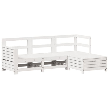 vidaXL 4-tlg. Garten-Sofagarnitur Weiß Massivholz Kiefer