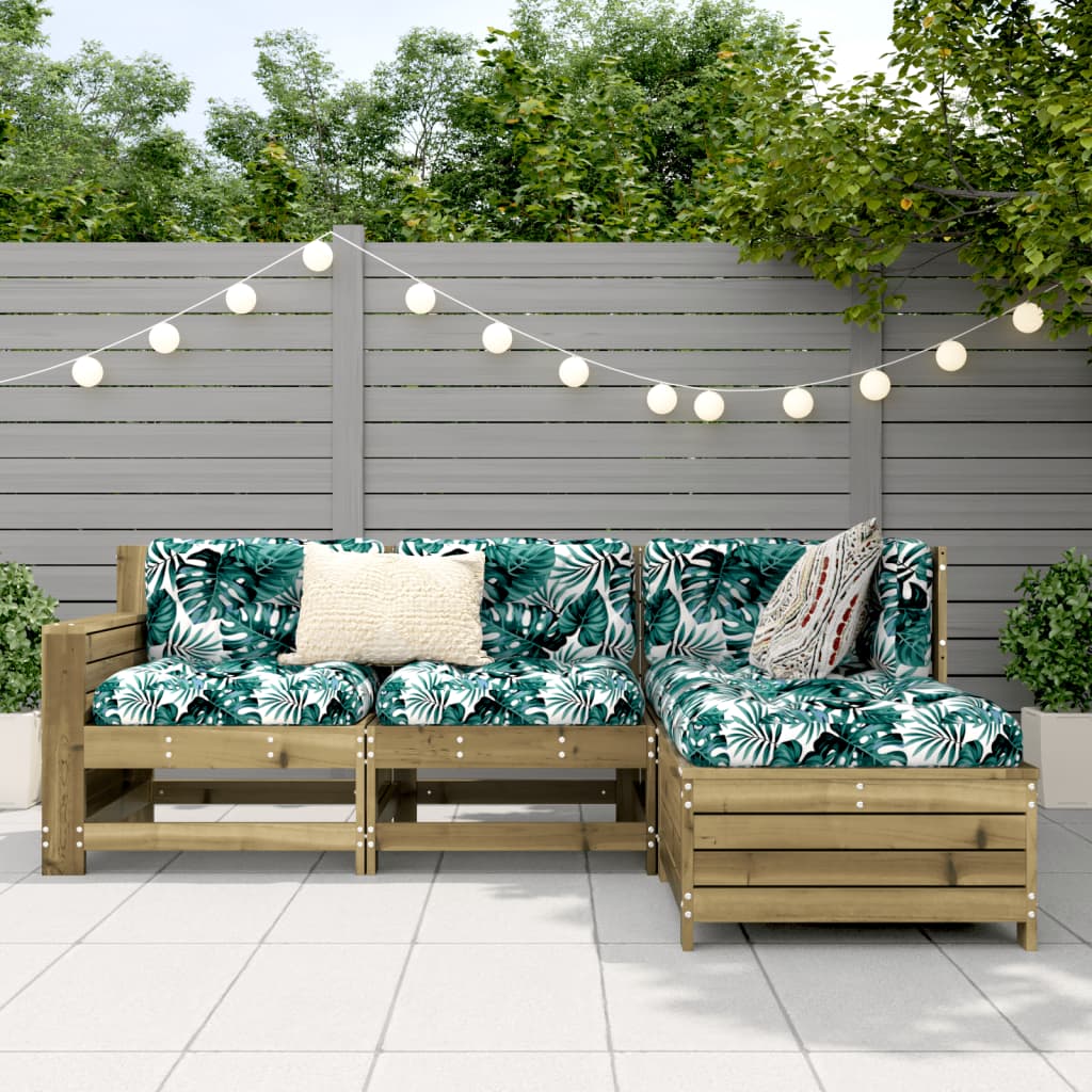 vidaXL Salon de jardin 4 pcs en pin imprégné