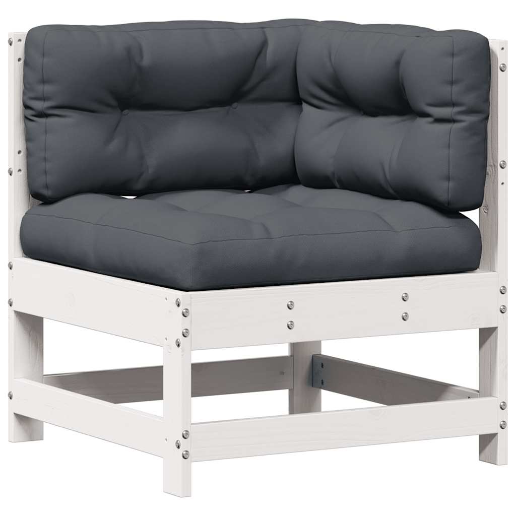vidaXL Ensemble de salon de jardin 4 pcs avec coussins Blanc Bois de pin massif