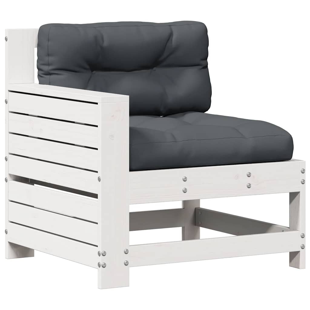 vidaXL Ensemble de salon de jardin 4 pcs avec coussins Blanc Bois de pin massif