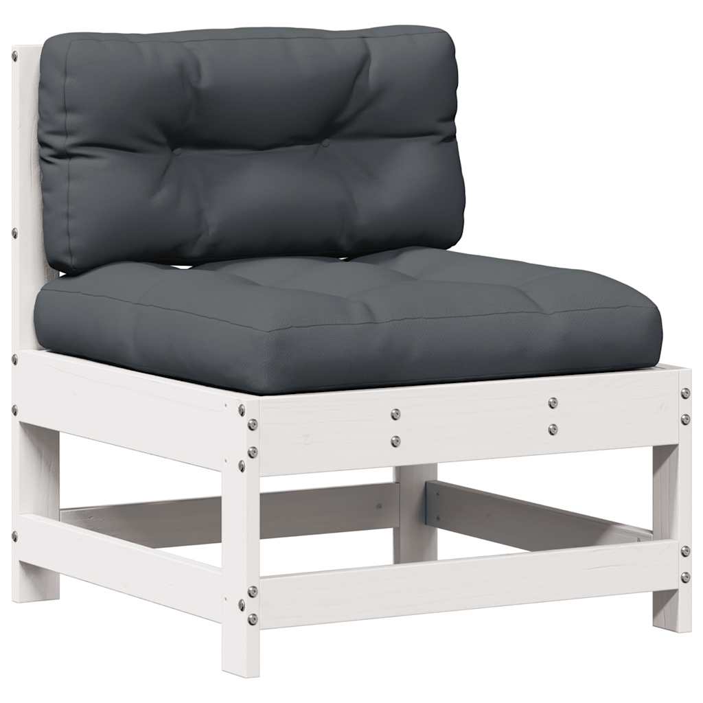 vidaXL Ensemble de salon de jardin 4 pcs avec coussins Blanc Bois de pin massif