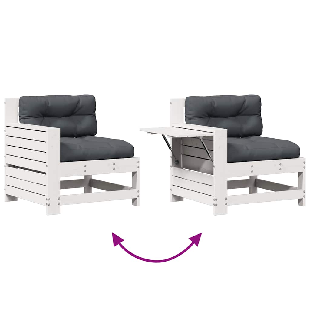 vidaXL Ensemble de salon de jardin 4 pcs avec coussins Blanc Bois de pin massif