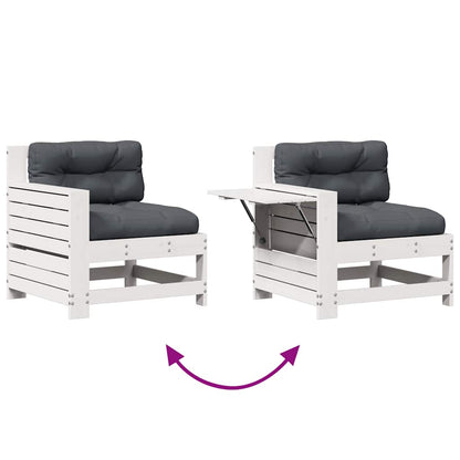 vidaXL Ensemble de salon de jardin 4 pcs avec coussins Blanc Bois de pin massif