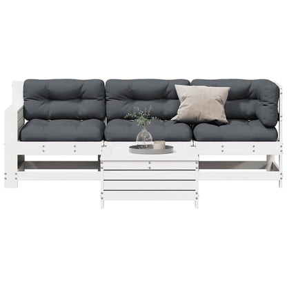 vidaXL Ensemble de salon de jardin 4 pcs avec coussins Blanc Bois de pin massif