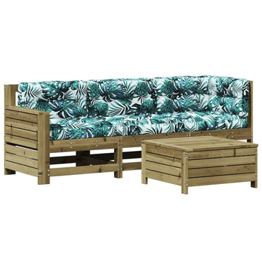vidaXL Salon de jardin 4 pcs avec coussins, bois de pin imprégné