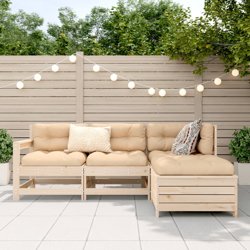 vidaXL 4-tlg. Garten-Sofagarnitur Massivholz Kiefer