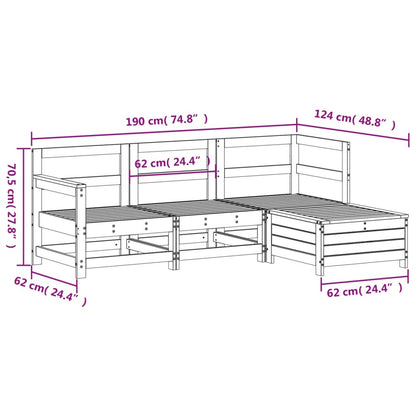 vidaXL 4-tlg. Garten-Sofagarnitur Massivholz Kiefer