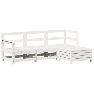 vidaXL 4-tlg. Garten-Sofagarnitur Weiß Massivholz Kiefer