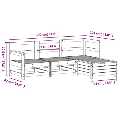 vidaXL 4-tlg. Garten-Sofagarnitur Massivholz Douglasie