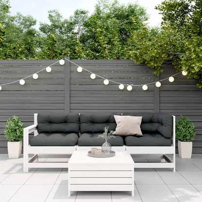 vidaXL Ensemble de salon de jardin 4 pcs avec coussins Blanc Bois de pin massif