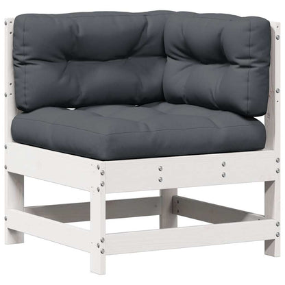 vidaXL Ensemble de salon de jardin 4 pcs avec coussins Blanc Bois de pin massif