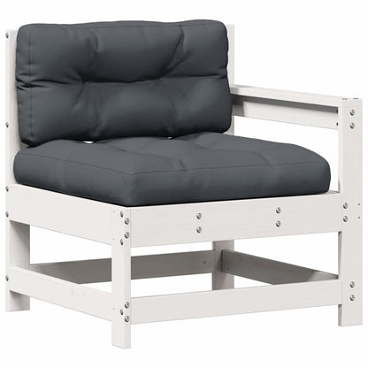 vidaXL Ensemble de salon de jardin 4 pcs avec coussins Blanc Bois de pin massif