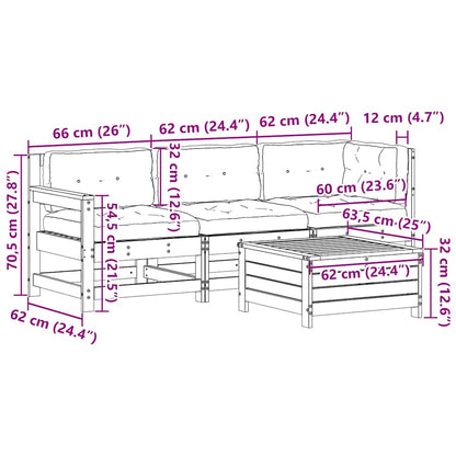 vidaXL Ensemble de salon de jardin 4 pcs avec coussins Blanc Bois de pin massif