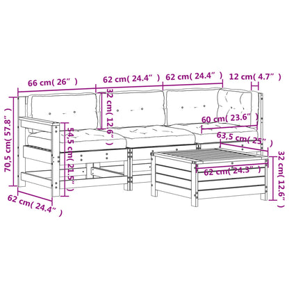 vidaXL 4-tlg. Garten-Lounge-Set mit Kissen Massivholz Douglasie