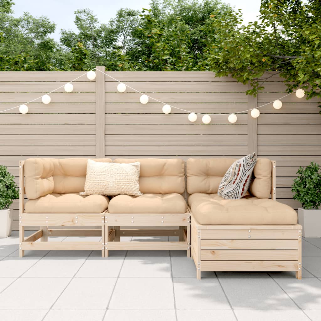 vidaXL 4-tlg. Garten-Sofagarnitur Massivholz Kiefer
