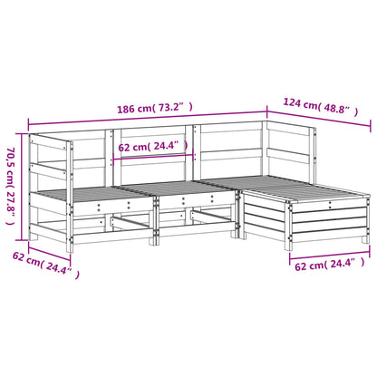 vidaXL 4-tlg. Garten-Sofagarnitur Massivholz Kiefer
