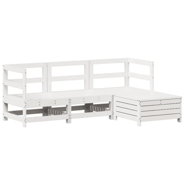 vidaXL 4-tlg. Garten-Sofagarnitur Weiß Massivholz Kiefer