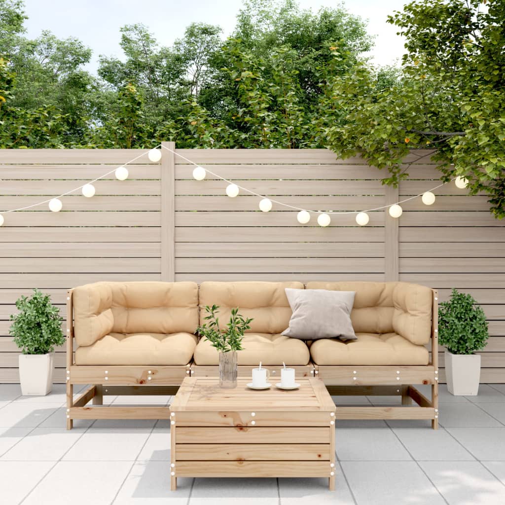 vidaXL Salon de jardin 4 pièces avec coussins en pin massif