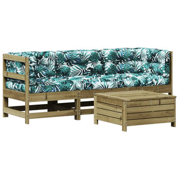 vidaXL Salon de jardin 4 pcs avec coussins, bois de pin imprégné