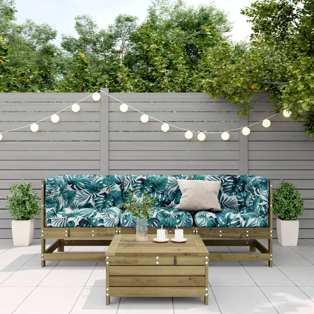 vidaXL Salon de jardin 4 pcs avec coussins, bois de pin imprégné